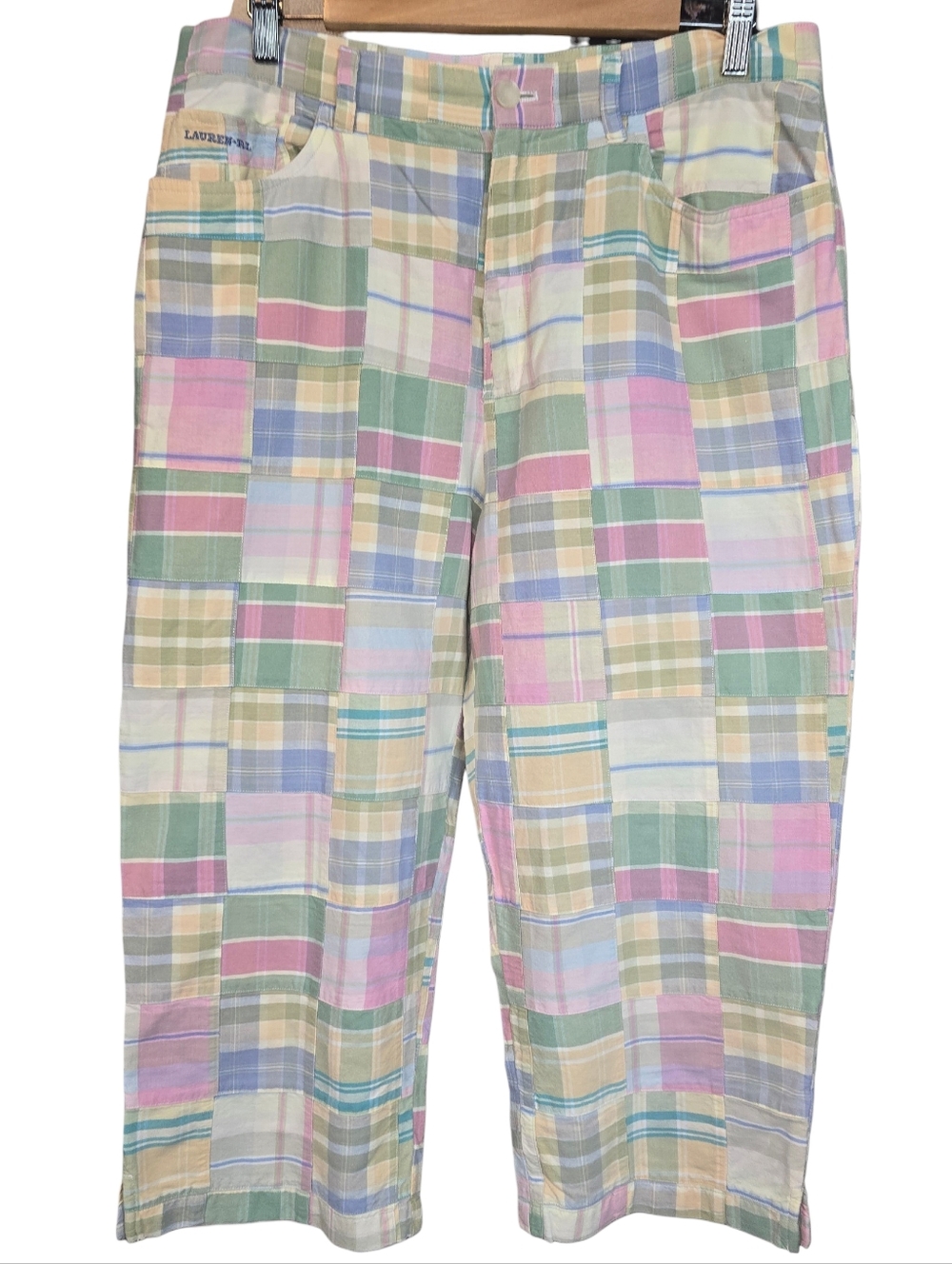 Lauren Ralph Lauren Pastel Madras Plaid Cropped Pants